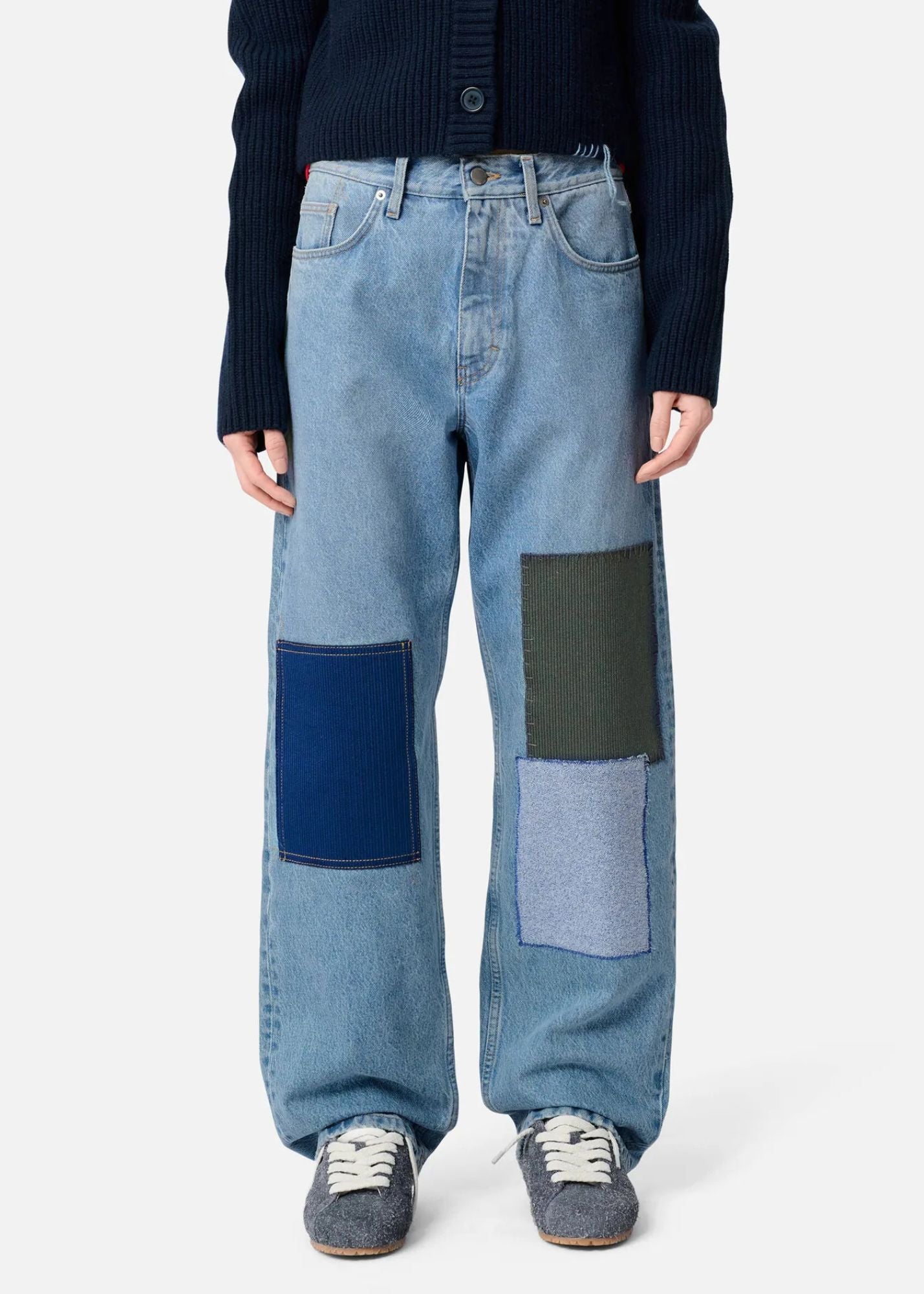 Zine Embroidered Patch Jeans-Light Blue-Women