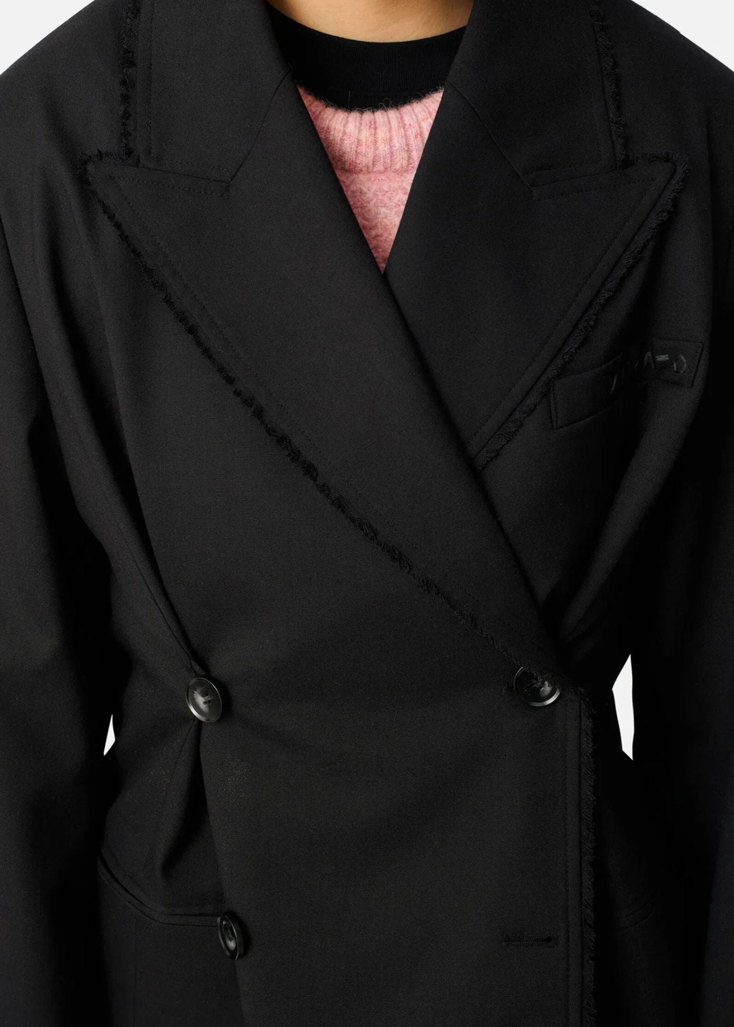 Thea Frayed Blazer-Black-Women