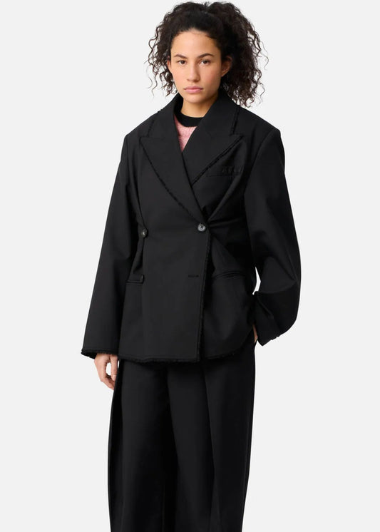 Thea Frayed Blazer-Black-Women