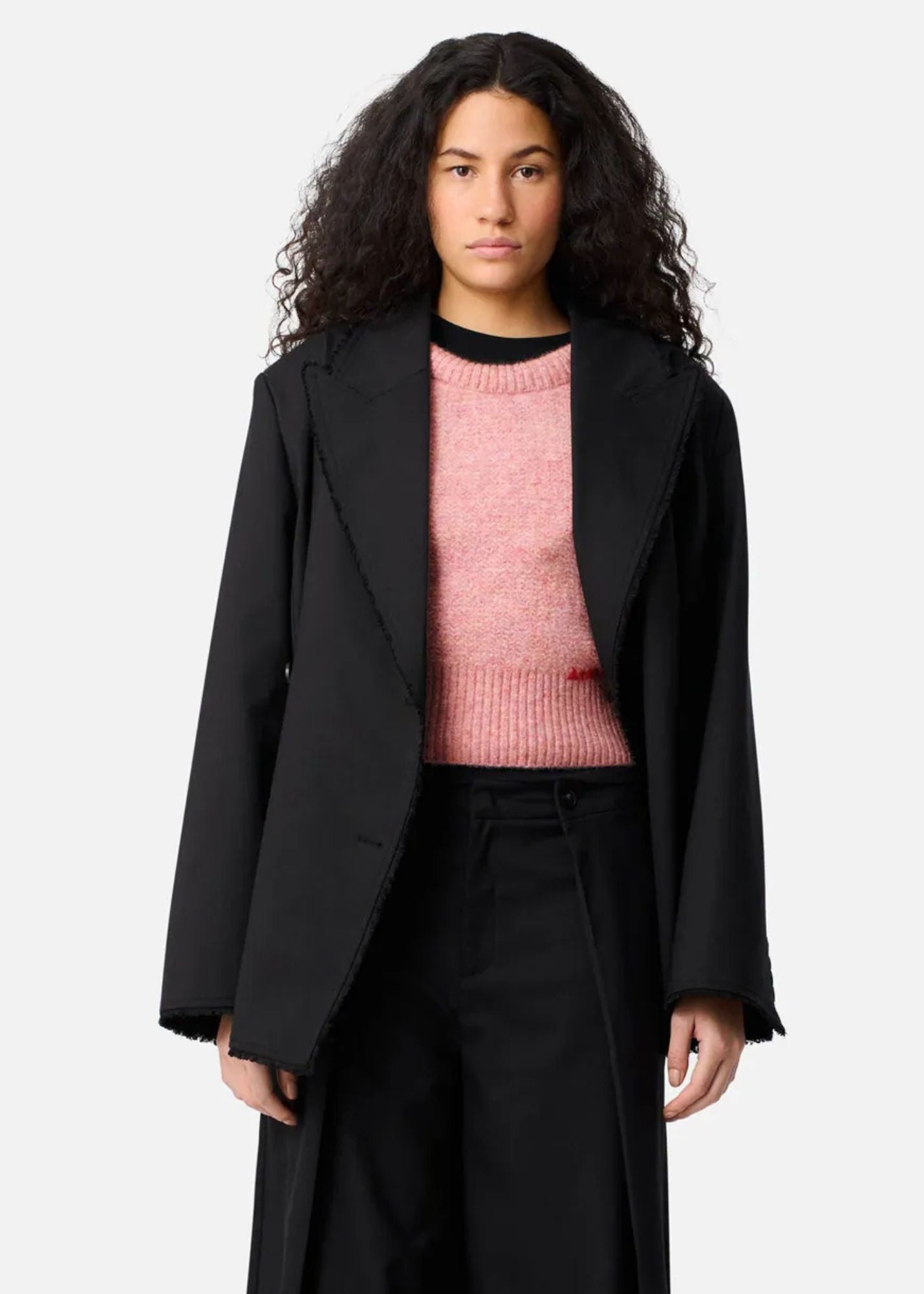 Thea Frayed Blazer-Black-Women