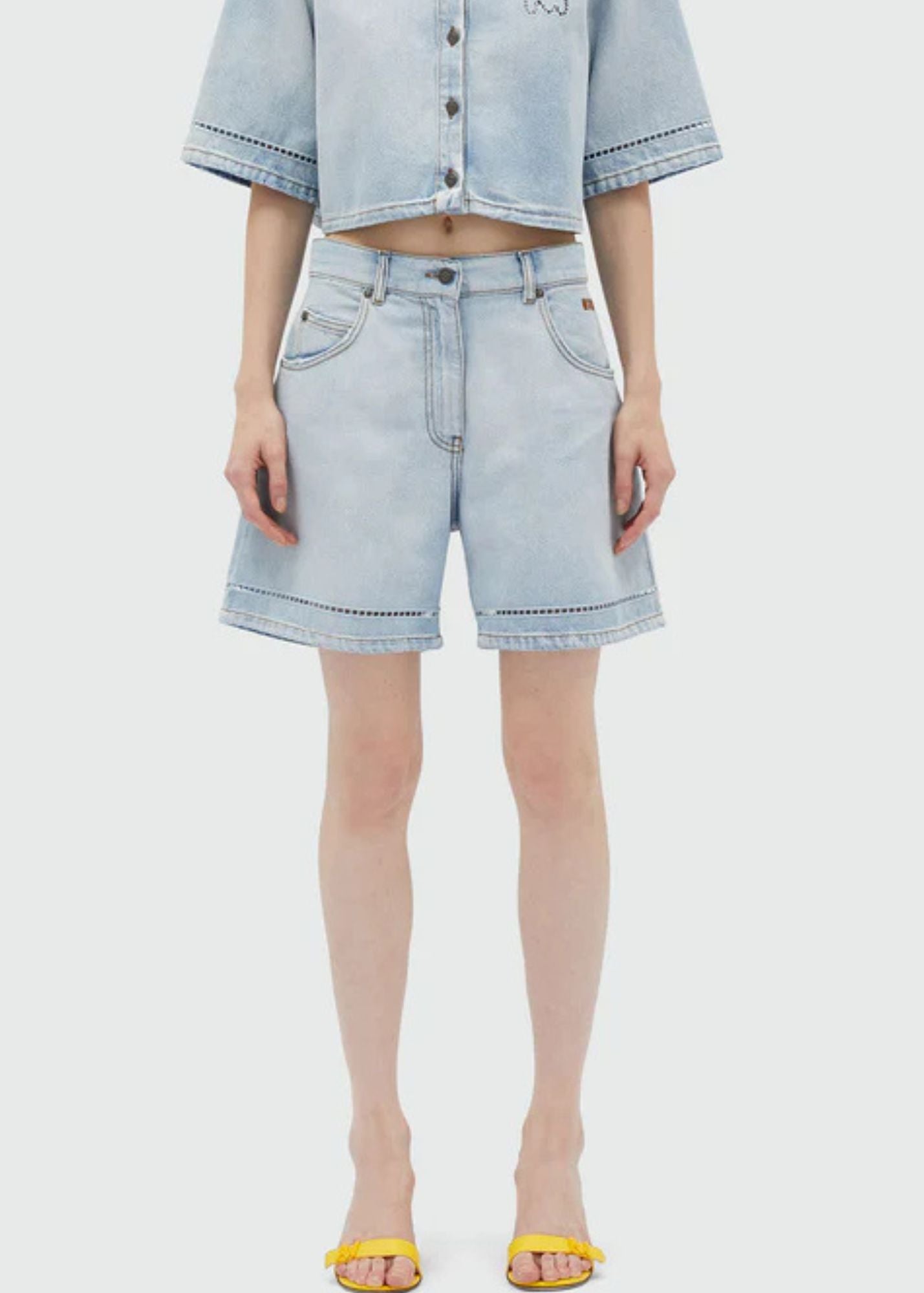 perforated Short-Skiy Blue