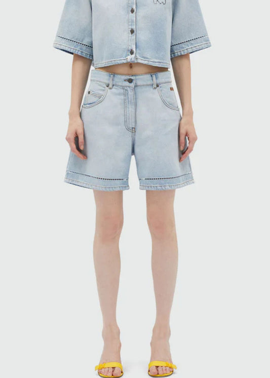 perforated Short-Skiy Blue