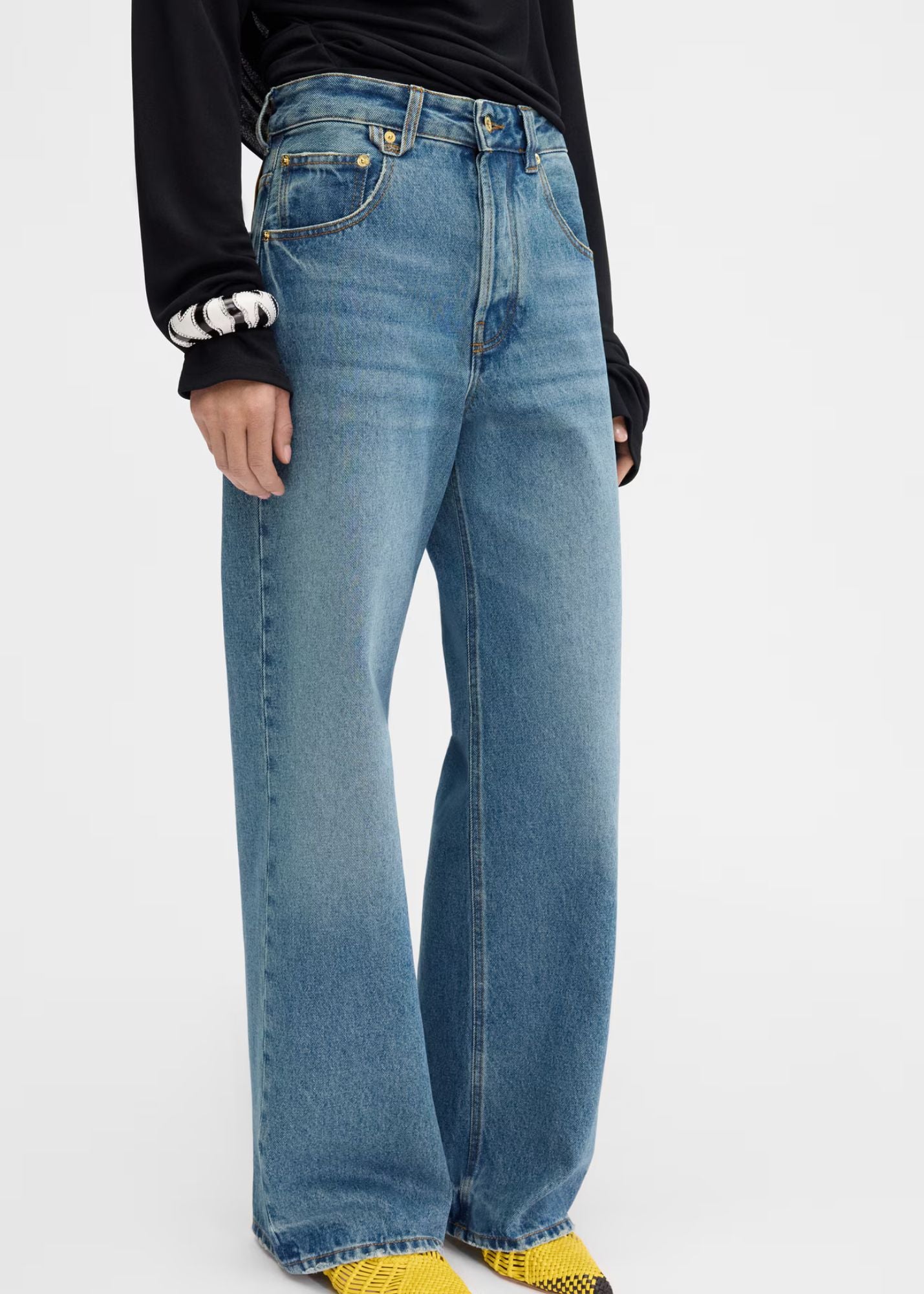 The wide denim pants-Denim-Women