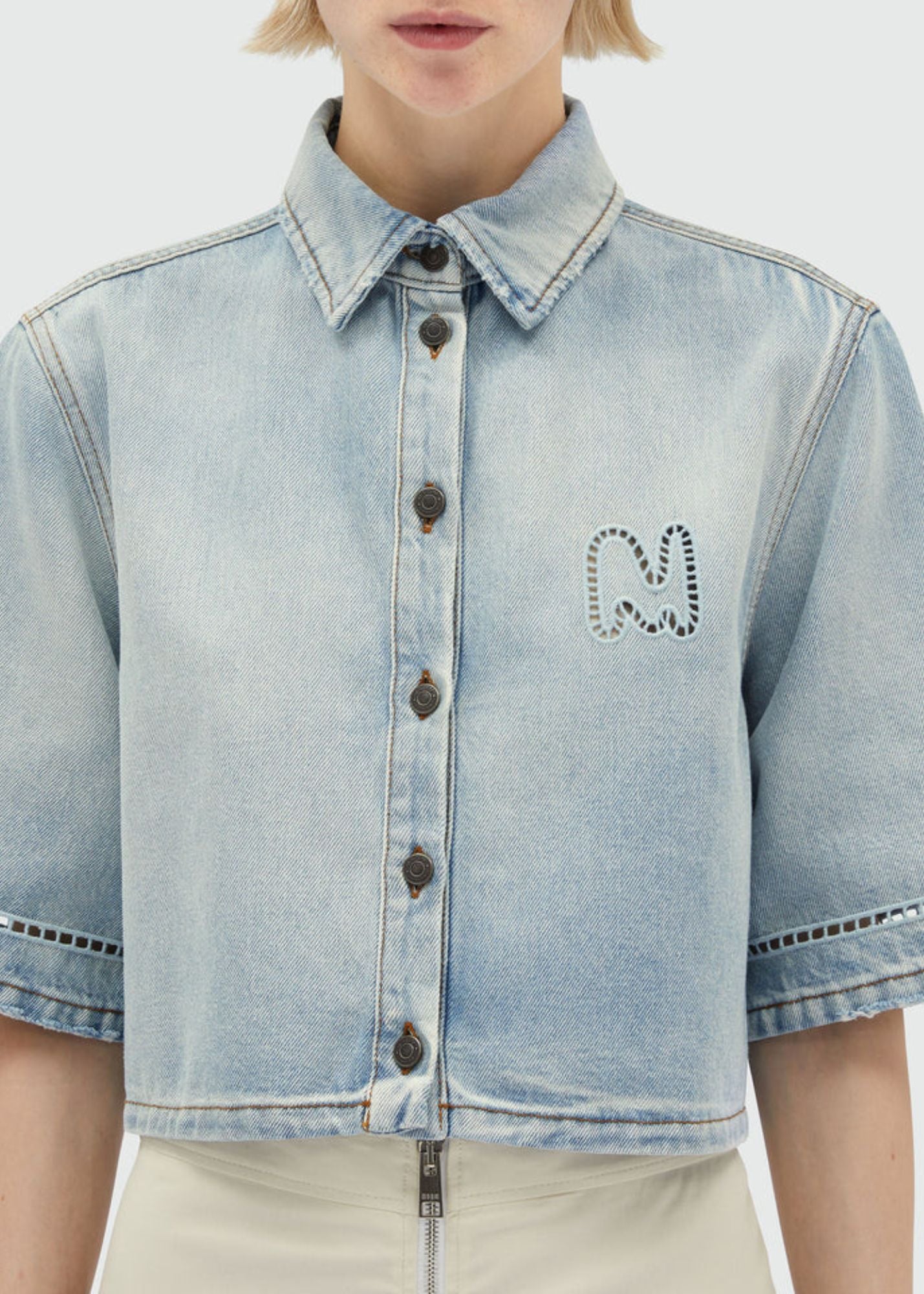Cropped Shirt-Sky Blue-Women