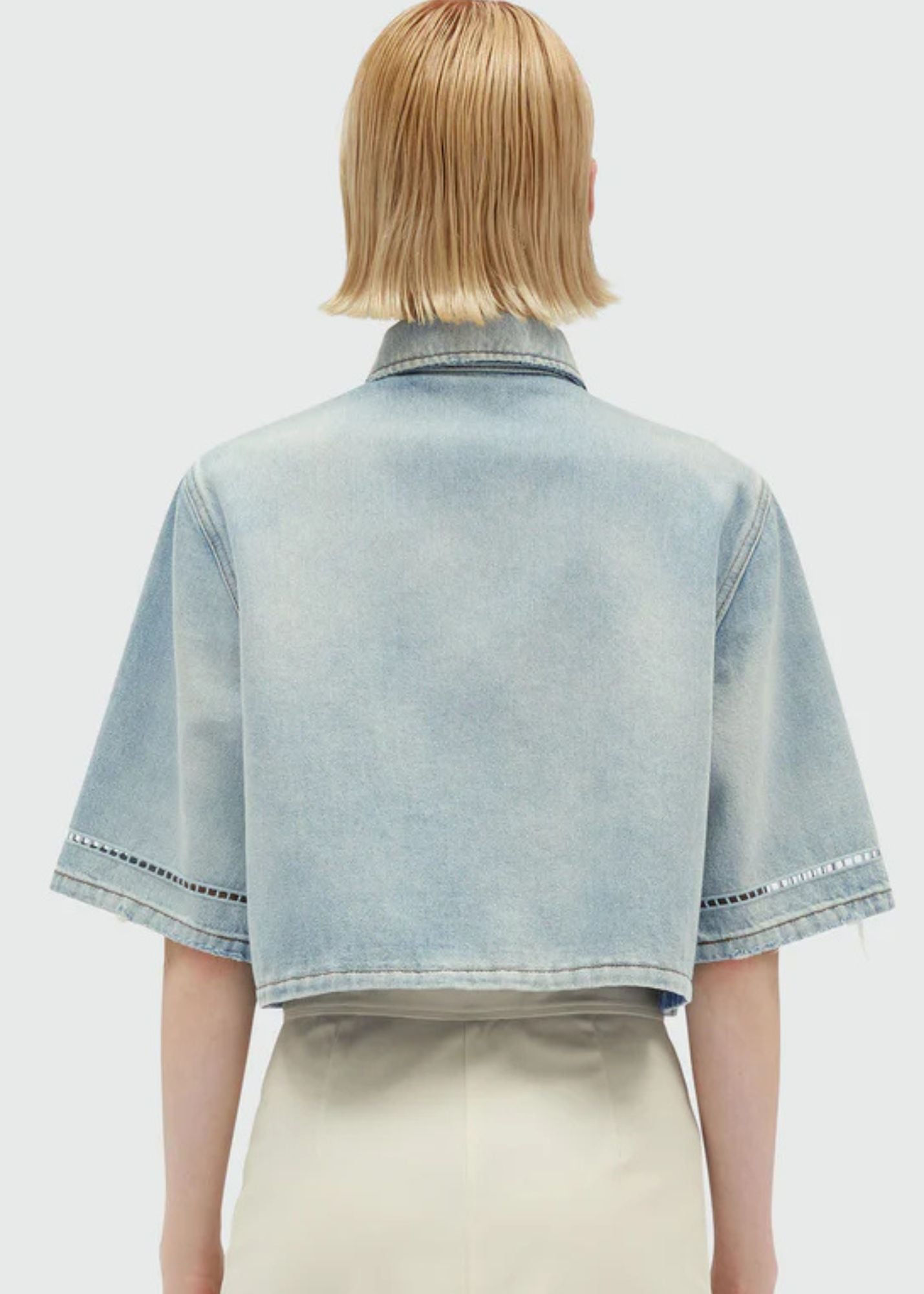 Cropped Shirt-Sky Blue-Women