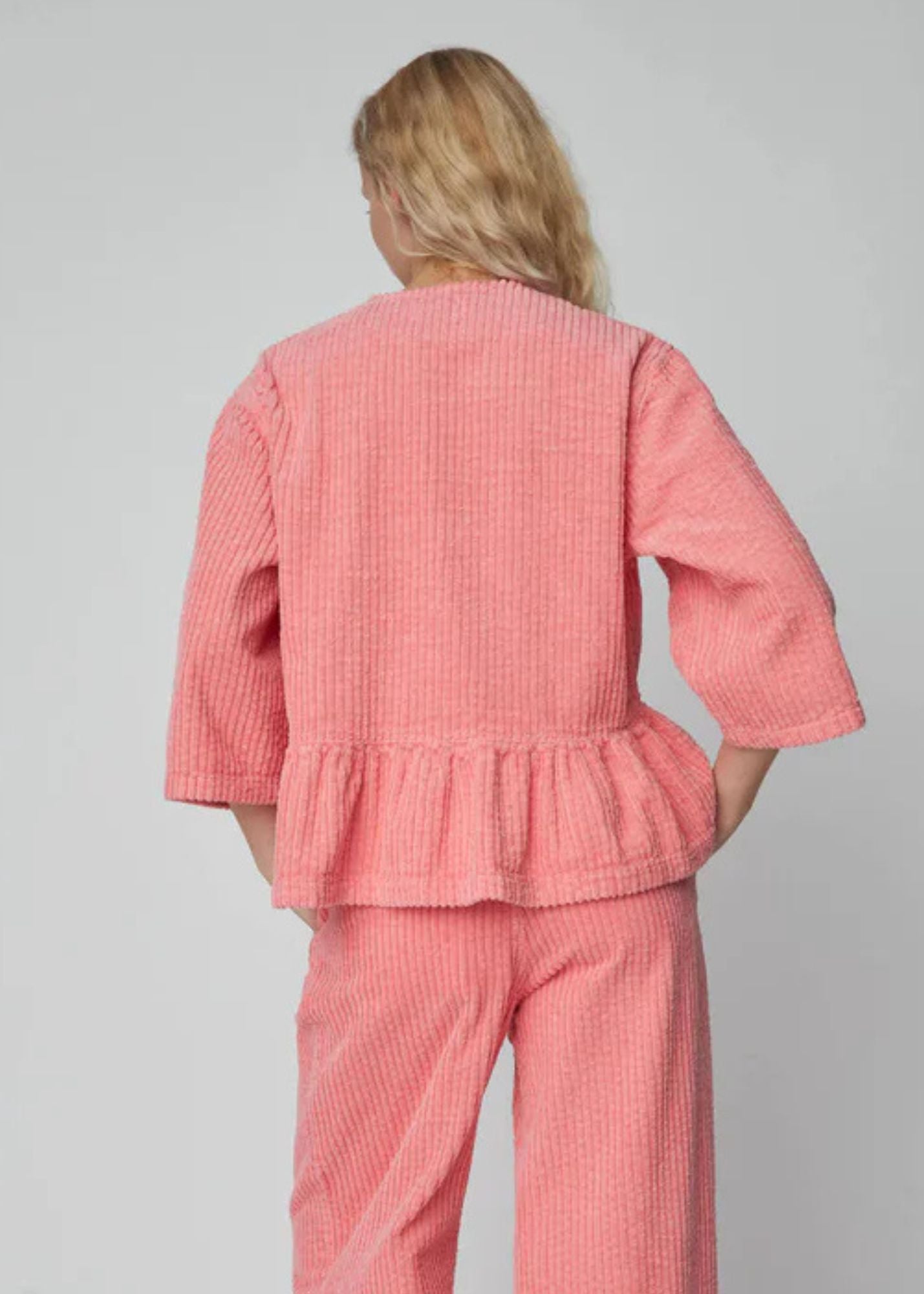 Corduroy Bow Blouse-Amazing Pink