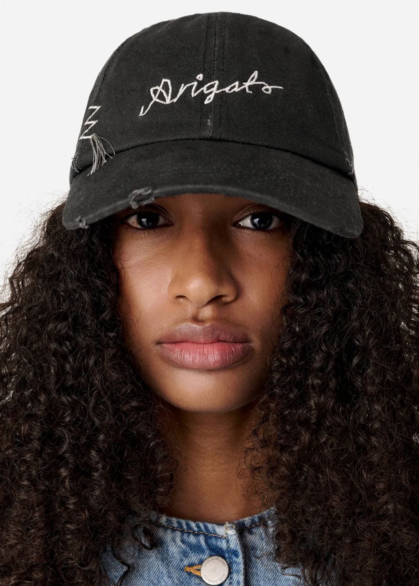 Seam Distressed cap-Black