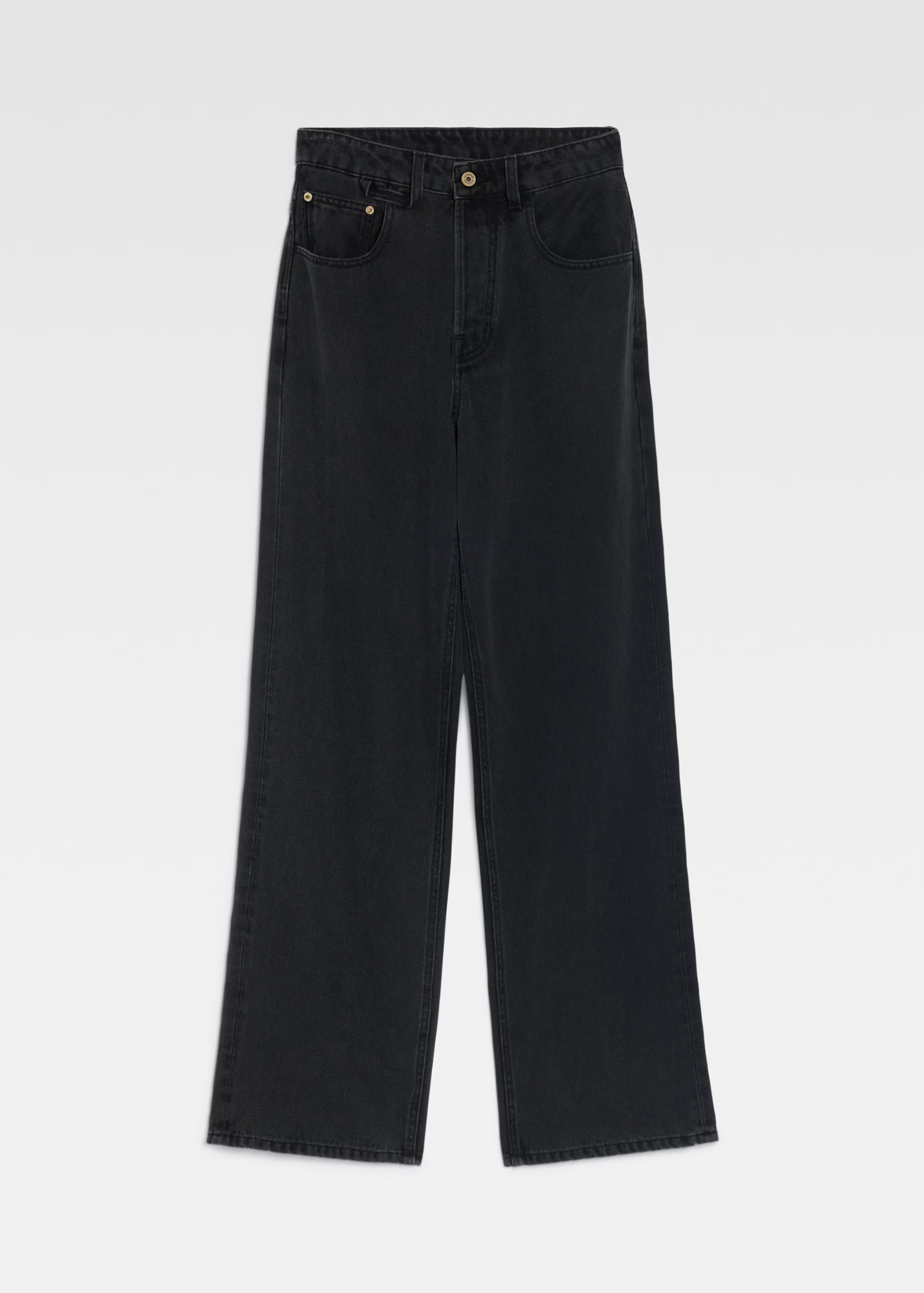 The Wide Denim Pants-Black