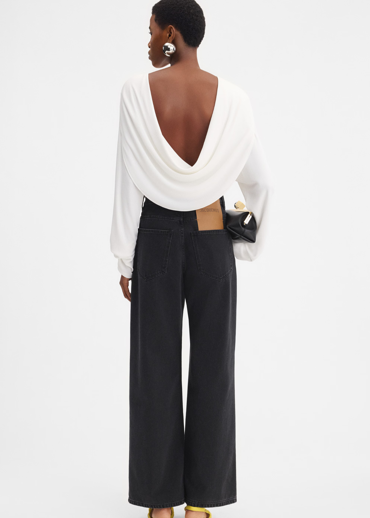 The Wide Denim Pants-Black