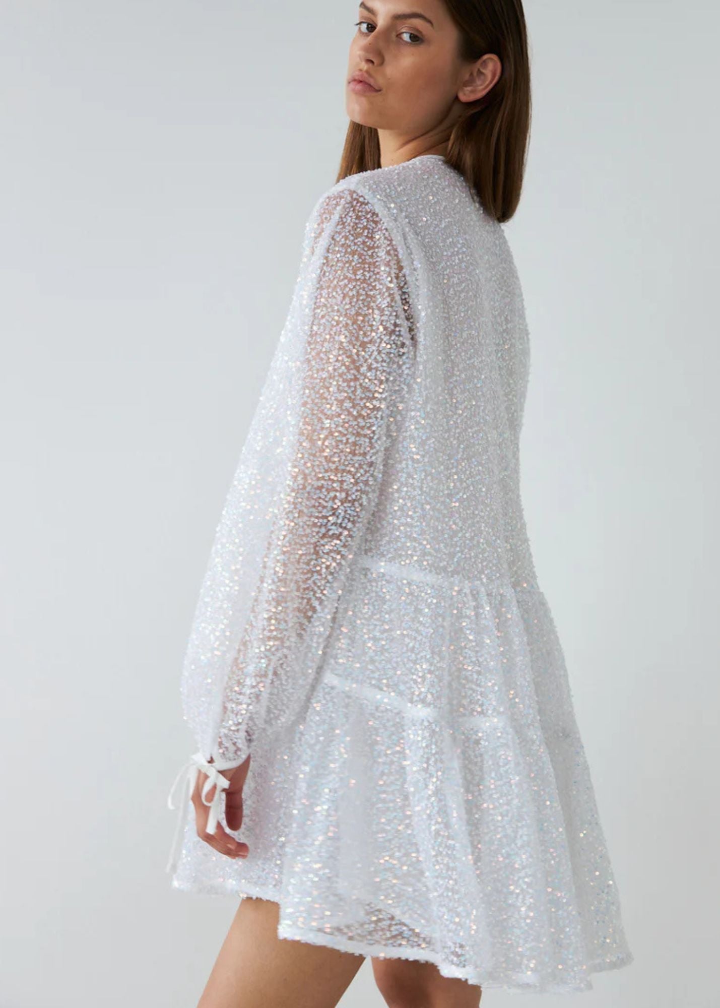 Sequins Mini Dress-Mother Of Pearl