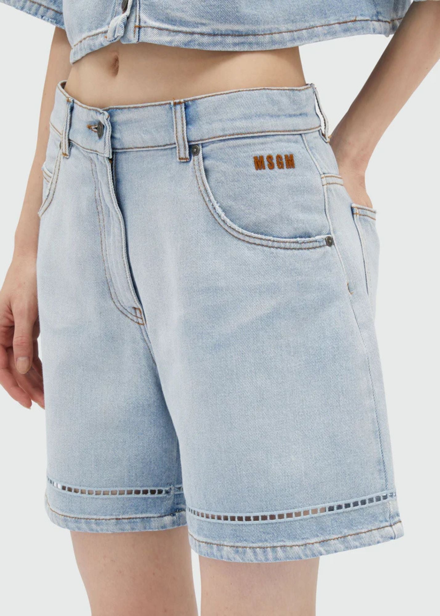 perforated Short-Skiy Blue