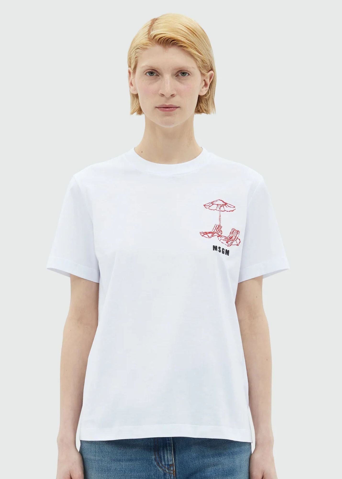 Embroidery T-Shirt-White