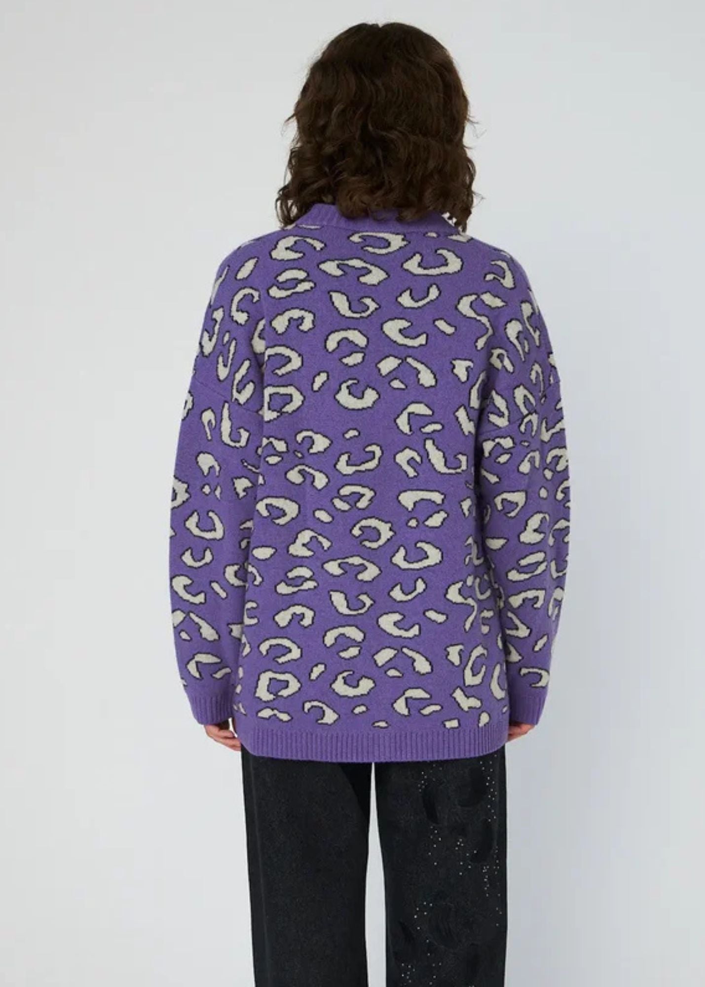 Animal jacquard Cardigan - Monster Purple
