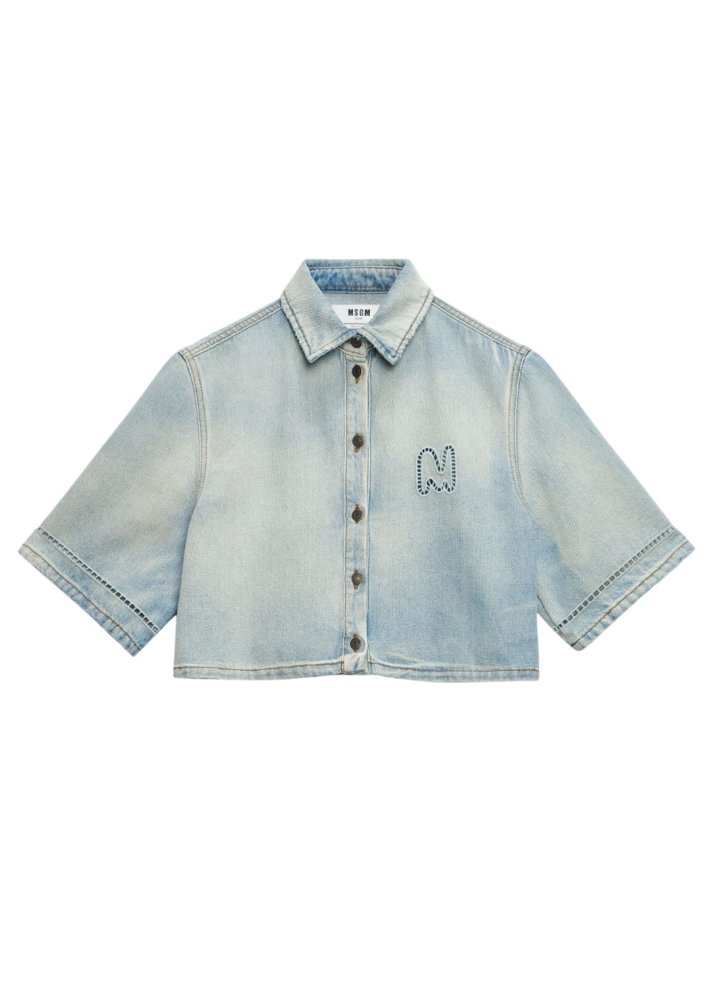 Cropped Shirt-Sky Blue-Women