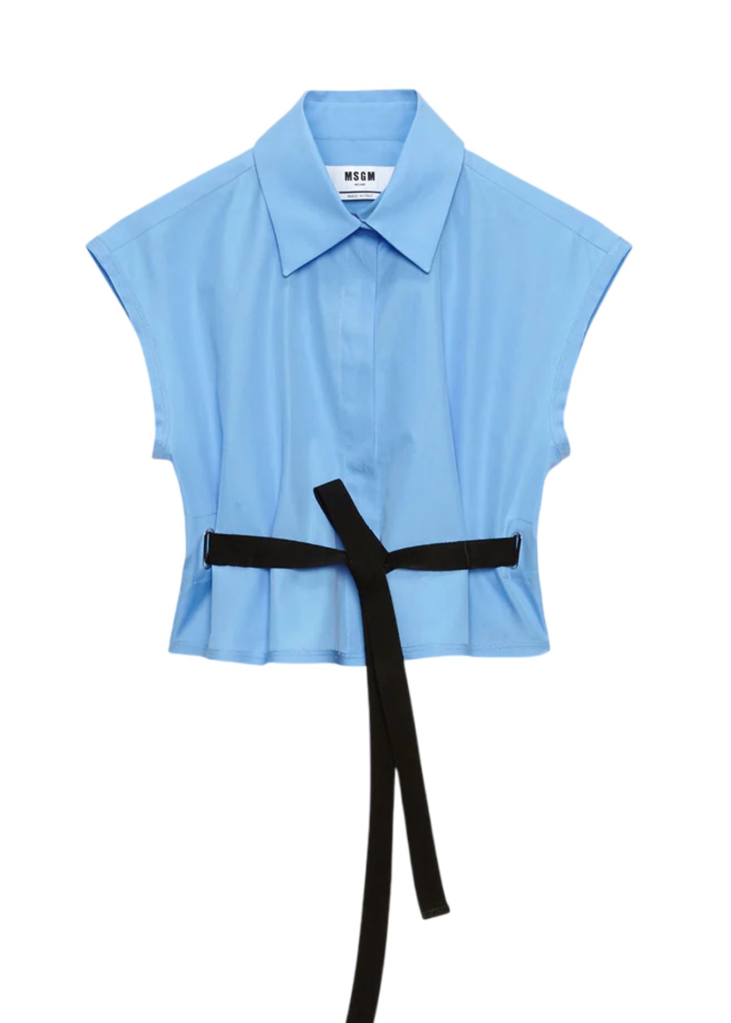 Cropped Shirt-Blue Poplin-Women