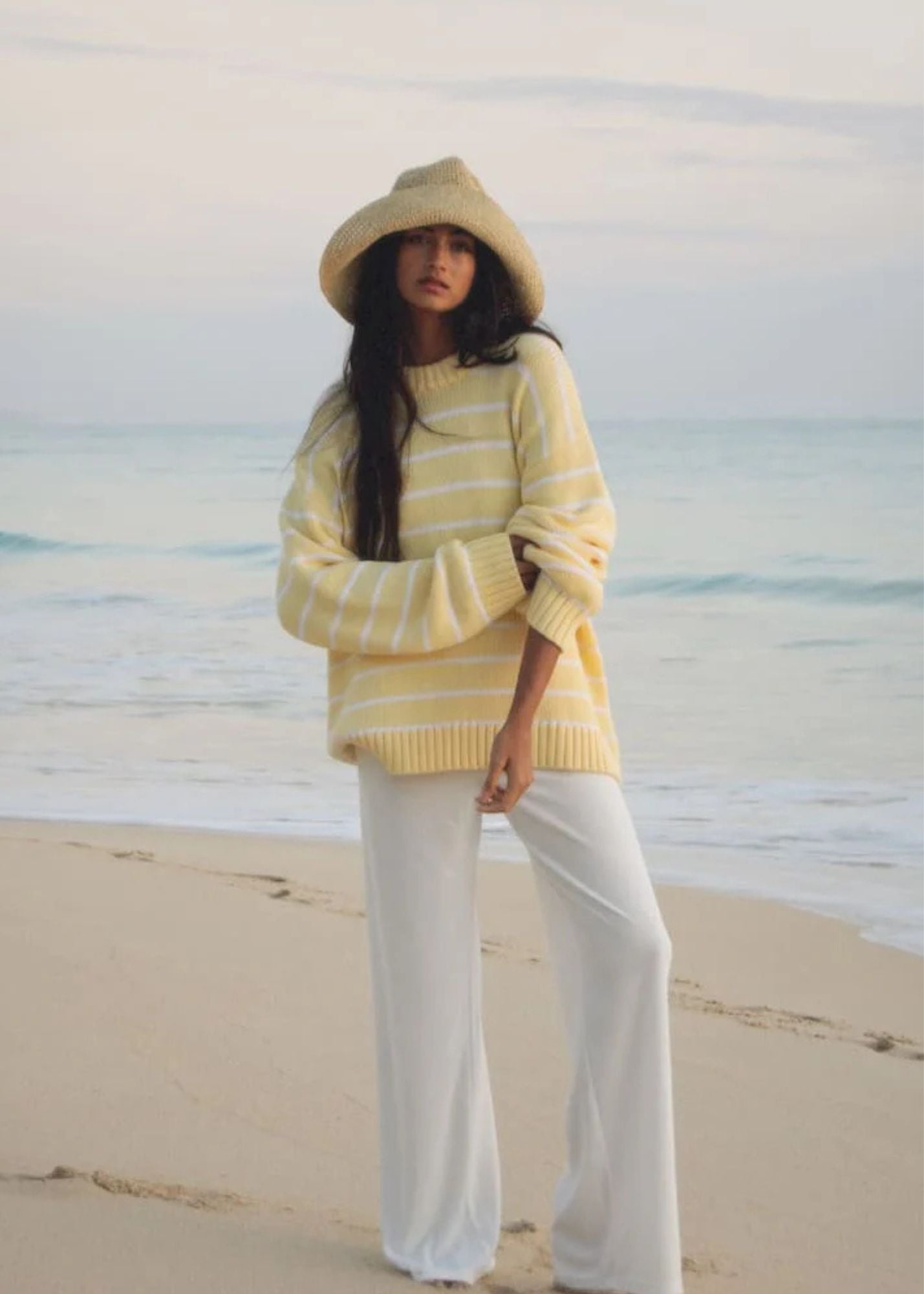 Bayside Sweater-Banana Stripe