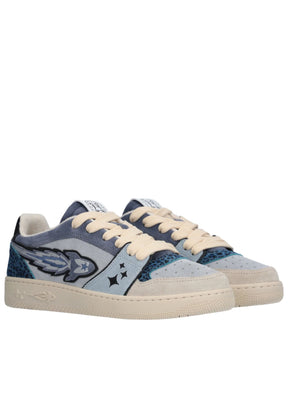 Ej Egg Rocket sneaker-Blue with Leopard Print