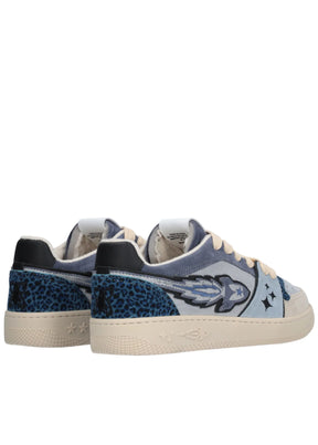 Ej Egg Rocket sneaker-Blue with Leopard Print