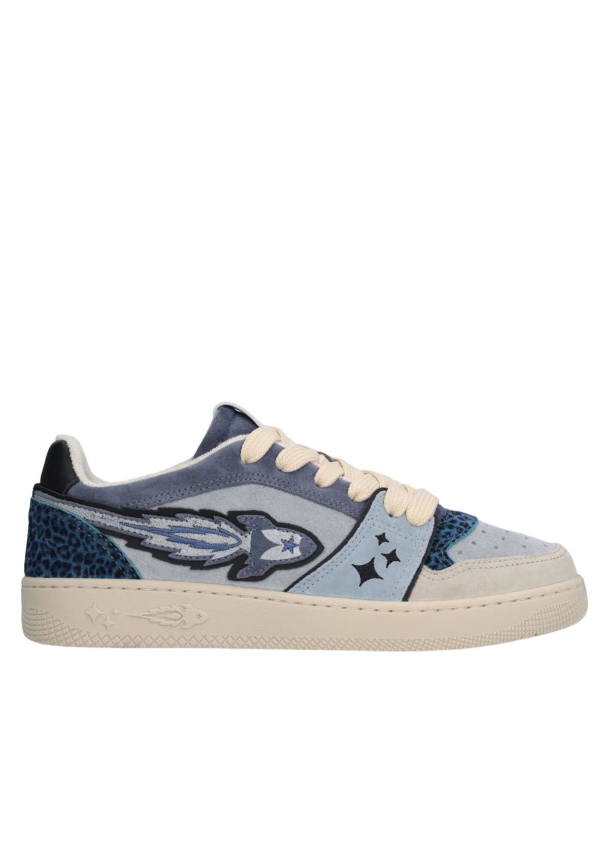 Ej Egg Rocket sneaker-Blue with Leopard Print