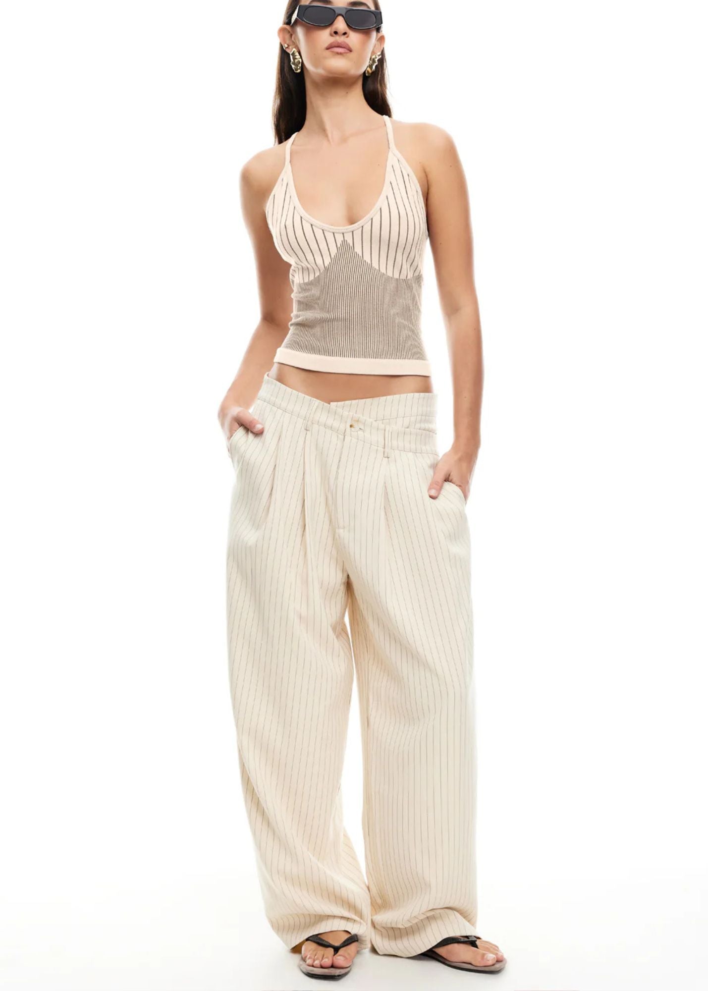 La Mesa Pant-Cream Pinstripe