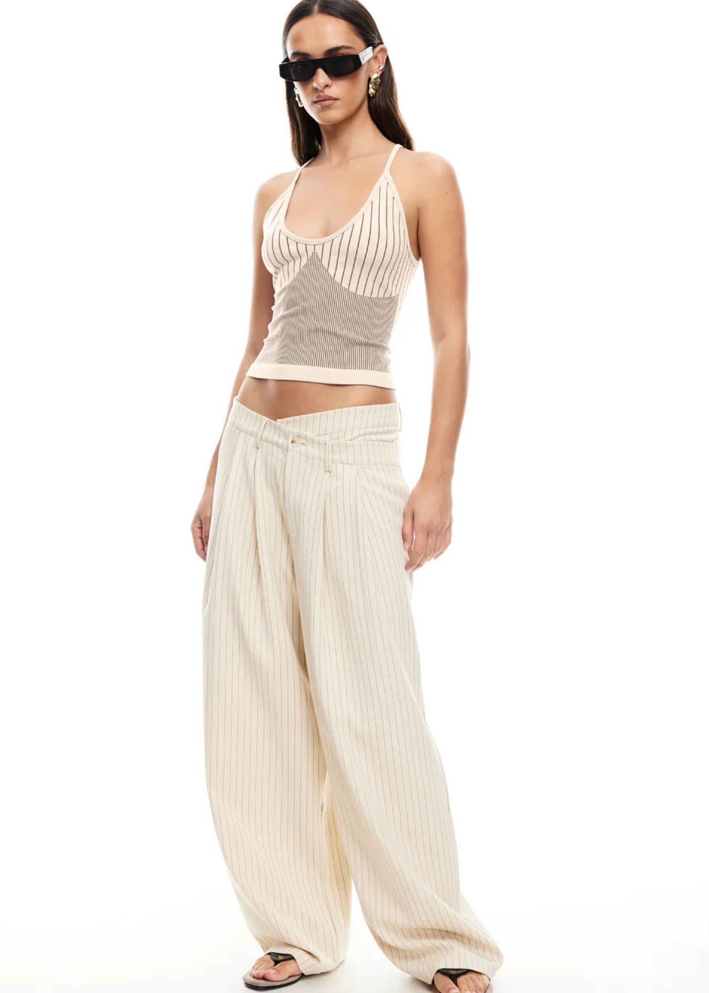 La Mesa Pant-Cream Pinstripe