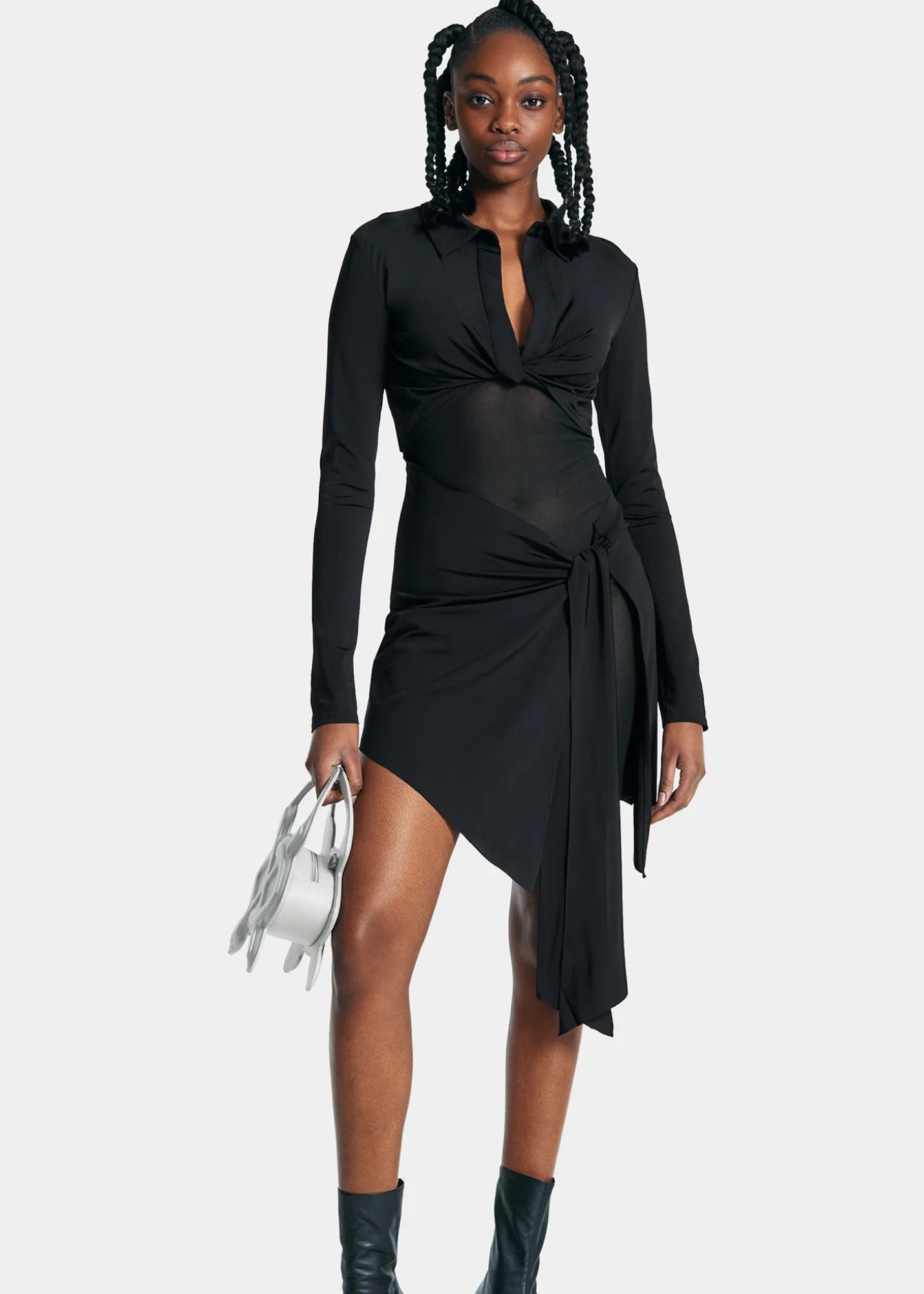 Tanae Mesh Dress-Jet Black