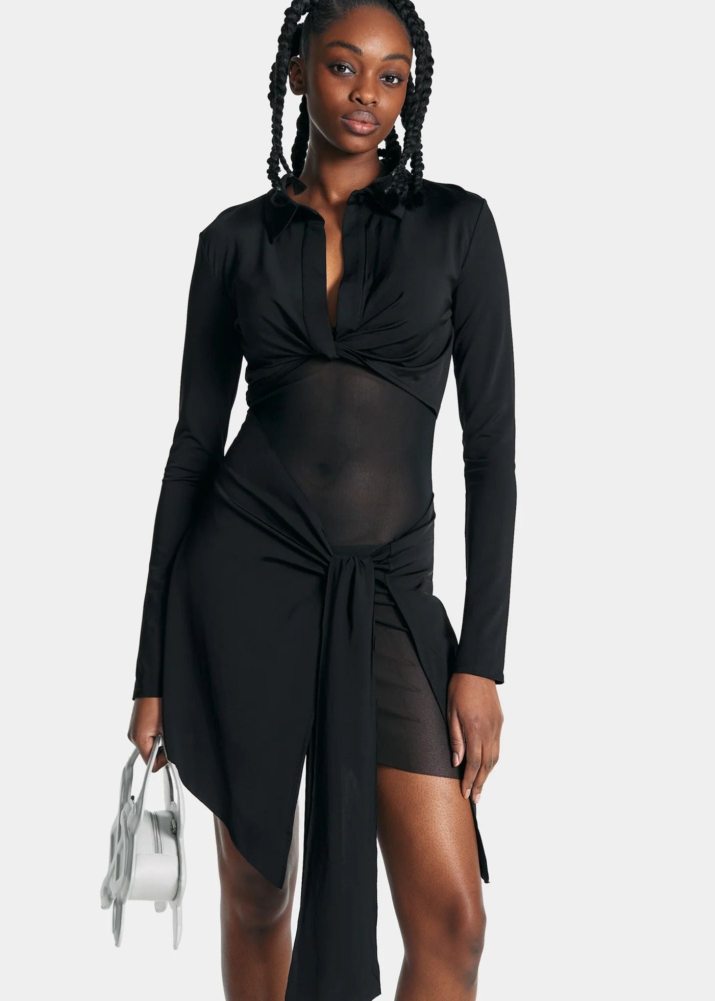 Tanae Mesh Dress-Jet Black