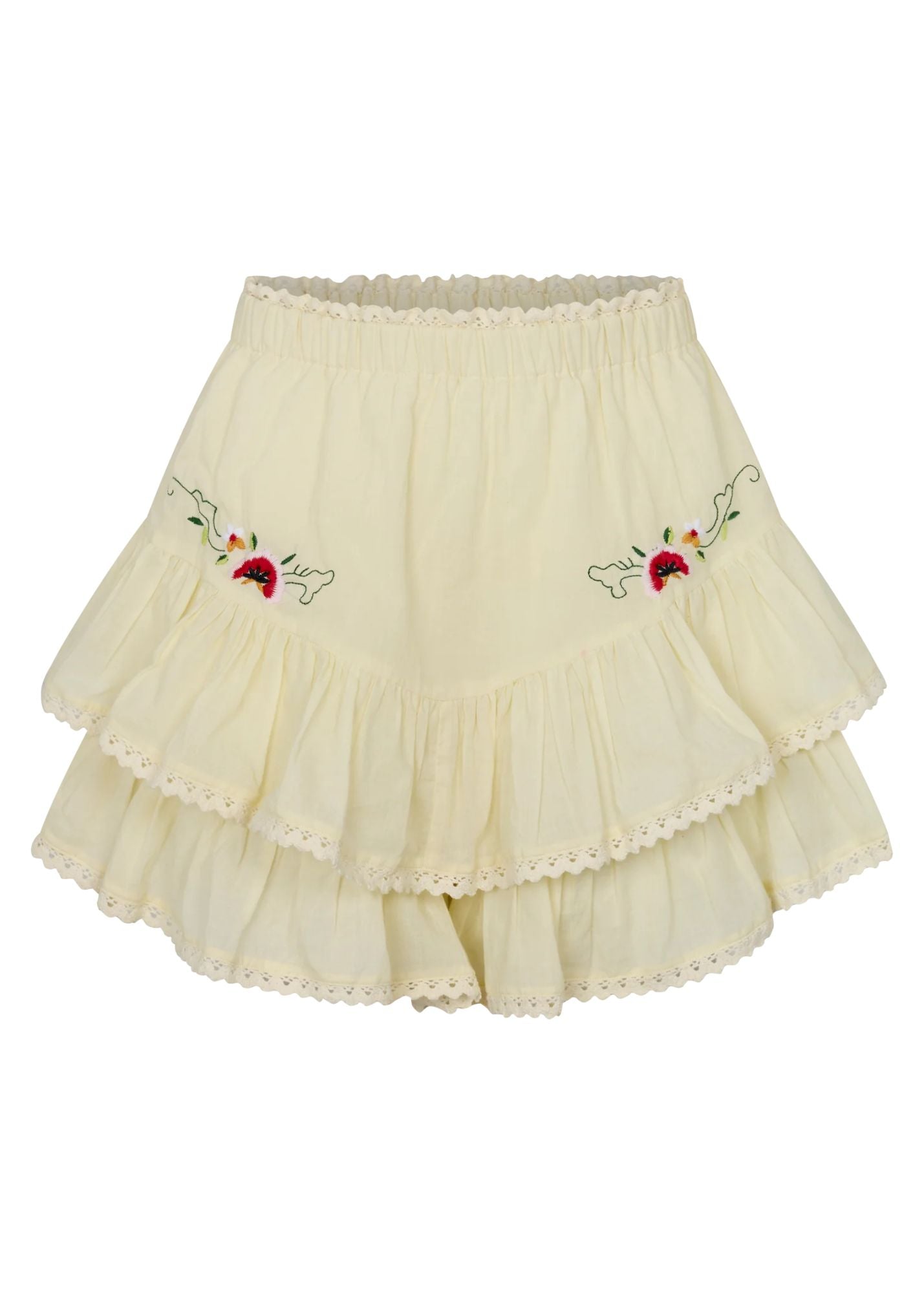 Reka Embroidered Fae Frill Skirt-White