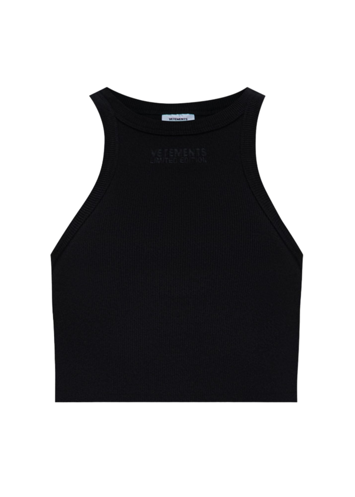 Cropped Racing Tank Top-Black