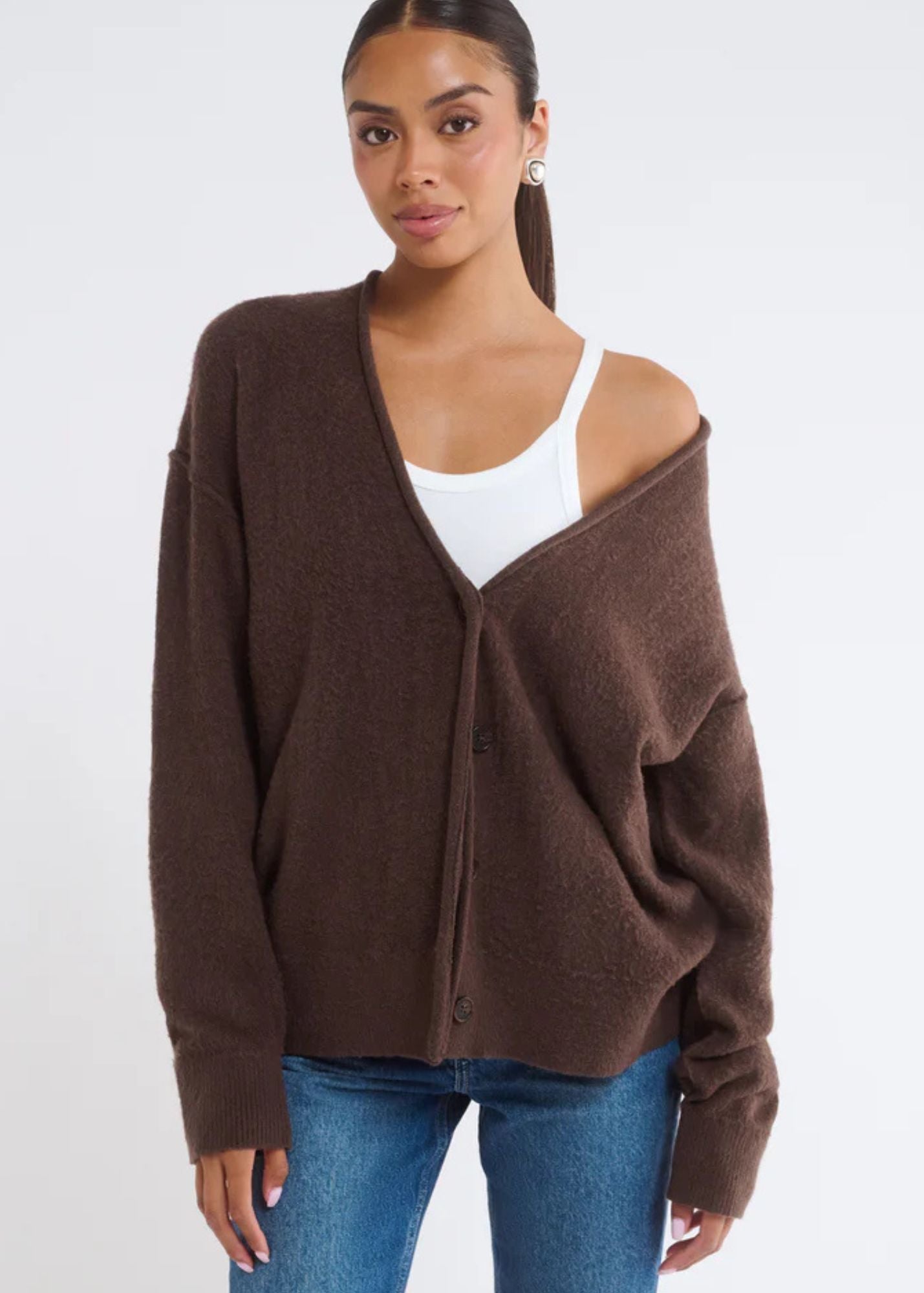 Longline Cardigan- Espresso