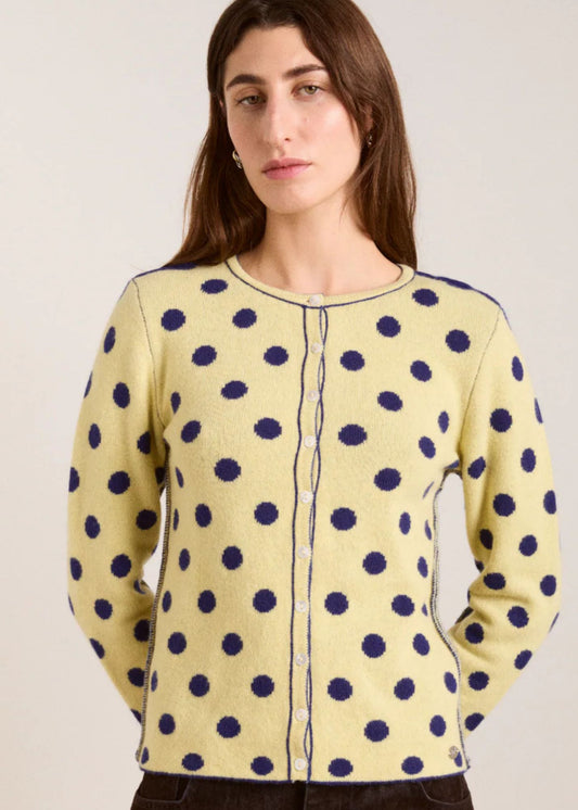 Reversible Merino Wool Cardigan-Navy/Butter