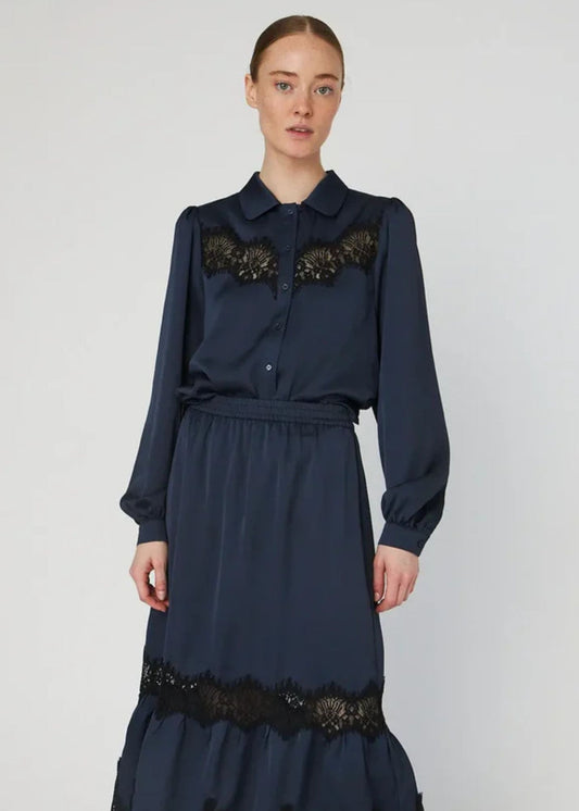 Delicate Lace Shirt -Ultra Navy
