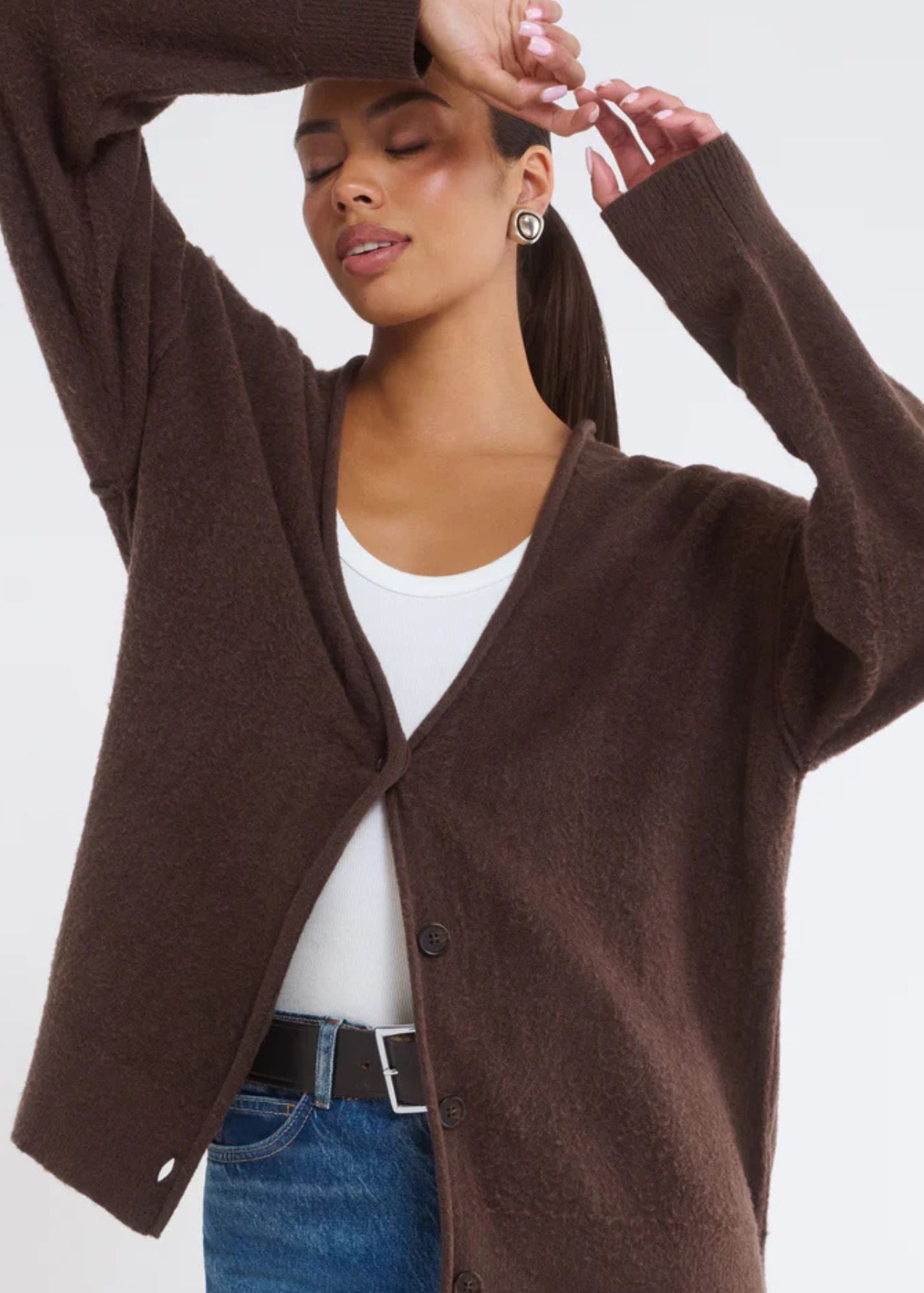 Longline Cardigan- Espresso