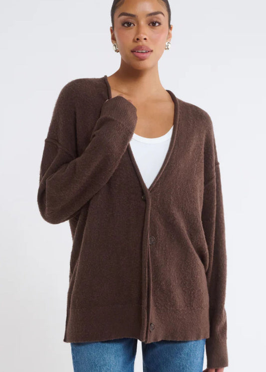 Longline Cardigan- Espresso