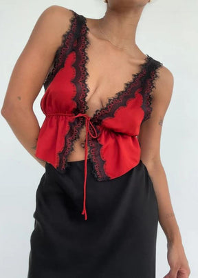 Lady Lace Top-Crimson