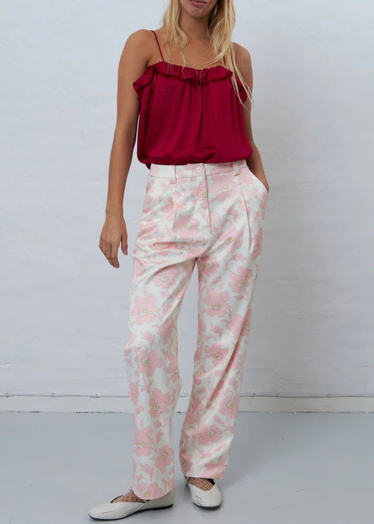 Volume Printed Pant-Soft Pink