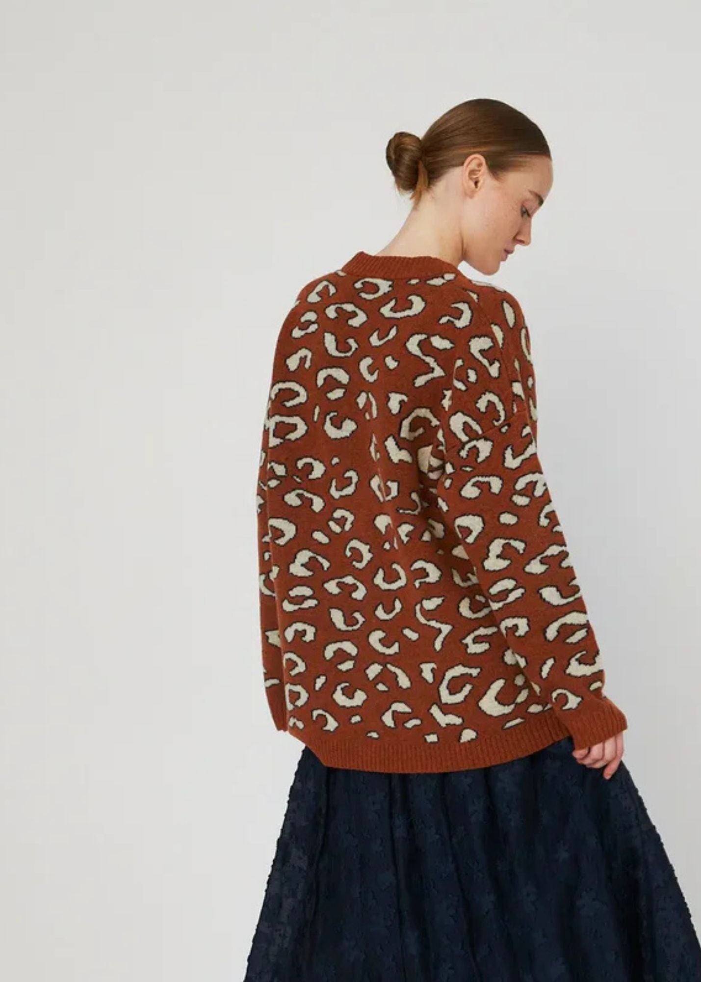 Animal jacquard Cardigan - Burnt Orange