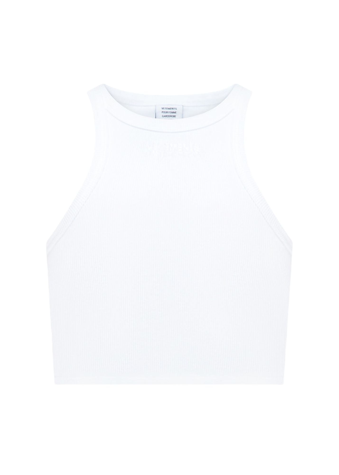 Cropped Racing Tank Top-White