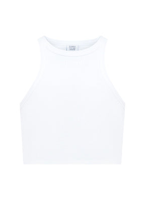 Cropped Racing Tank Top-White