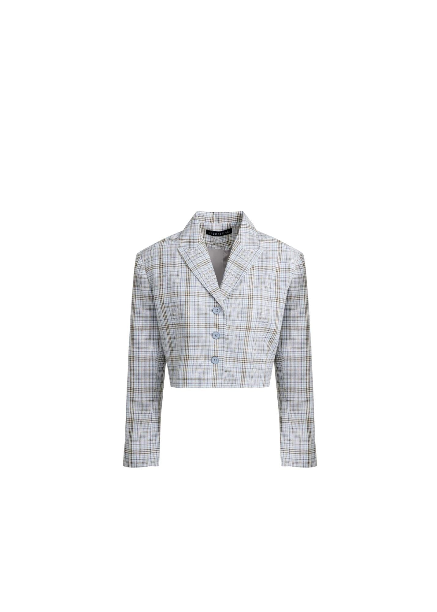 Granada Crop Jacket - Blue Plaid