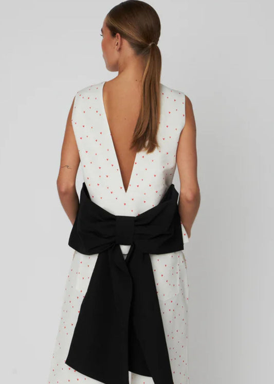 Heart Printed Bow Top-Hearts