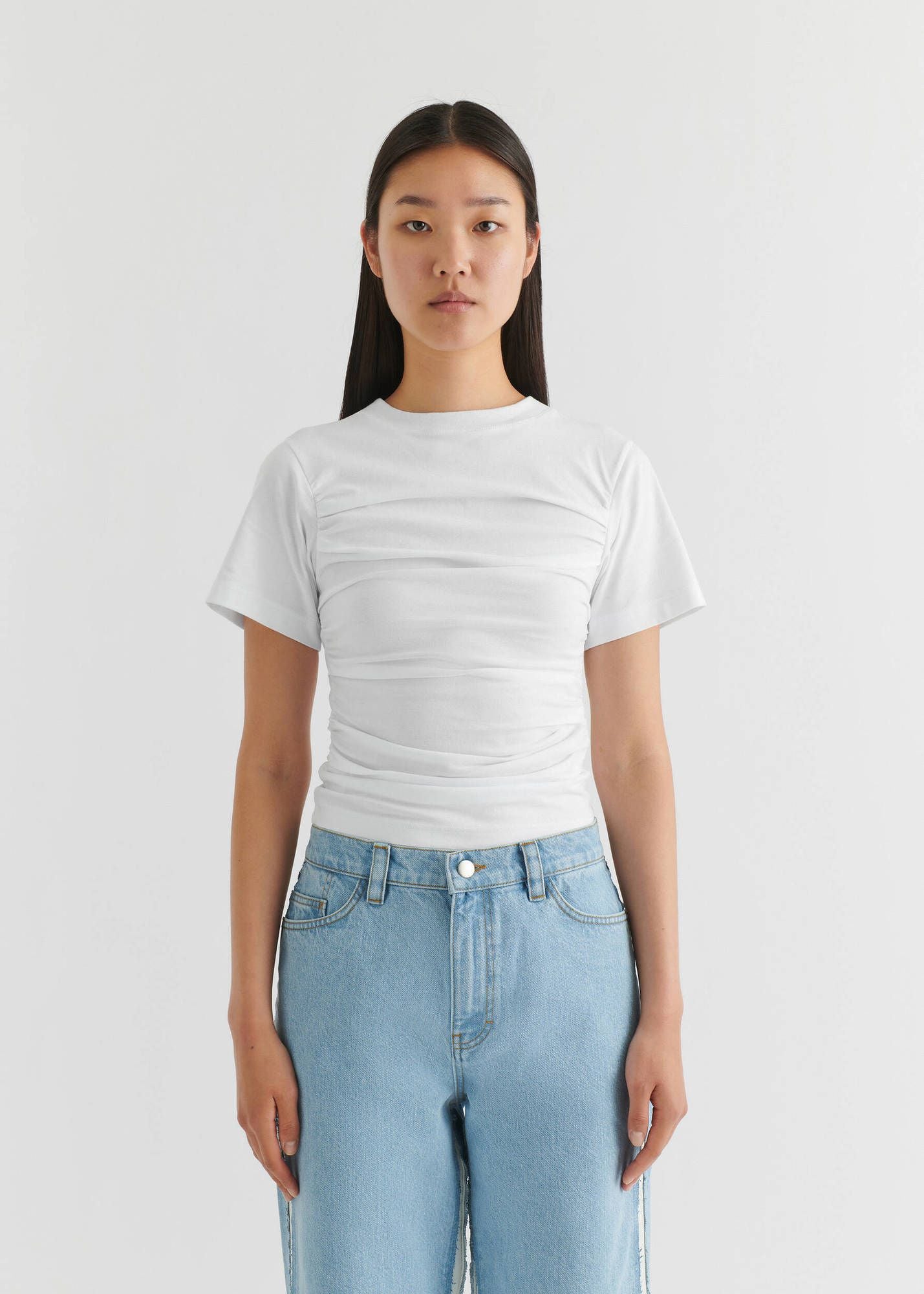 Ria Gathered T-Shirt-White