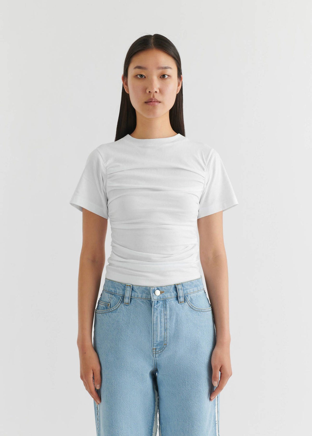 Ria Gathered T-Shirt-White