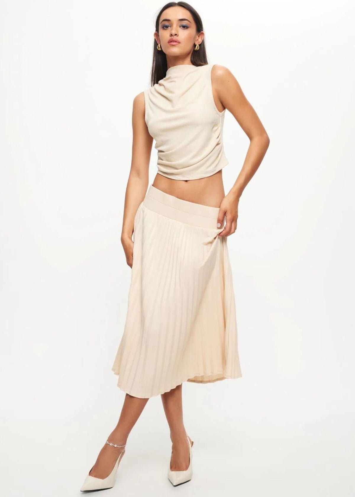 Sydney Pleat Oatmeal Skirt