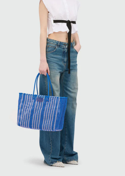 Woven Tote Bag-Blue