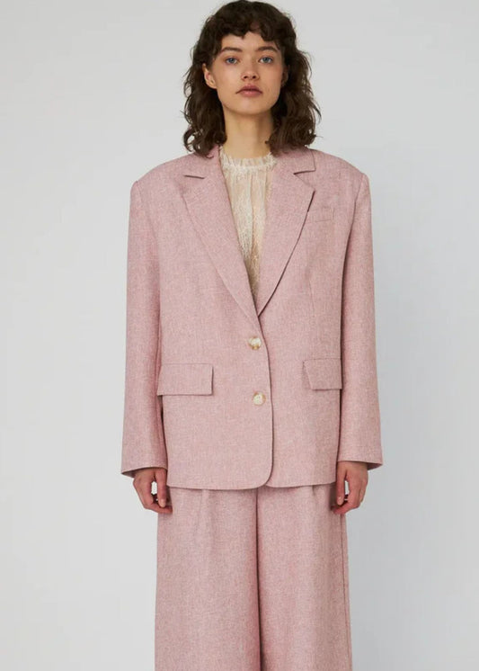 Salt and Pepper Oversized Blazer - Pink Powder