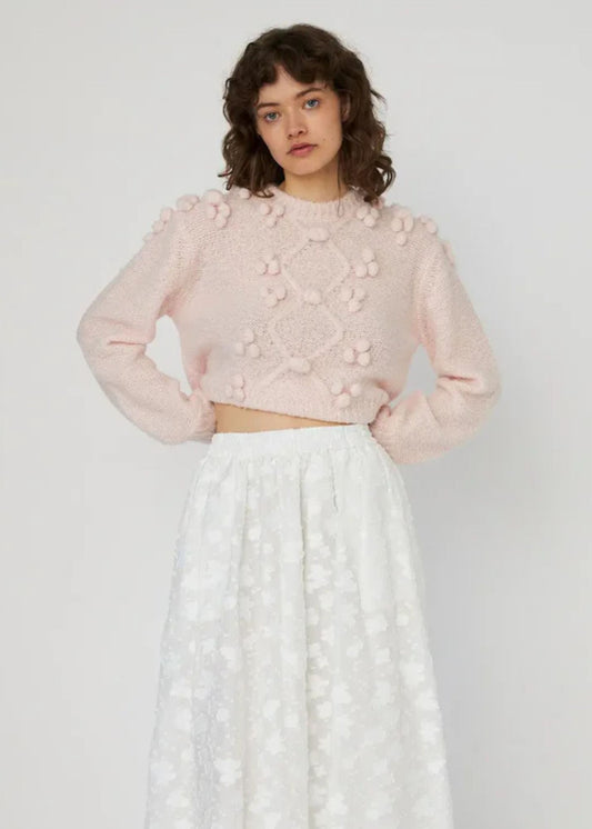 Cable Knit with bobbles - Pale Pink