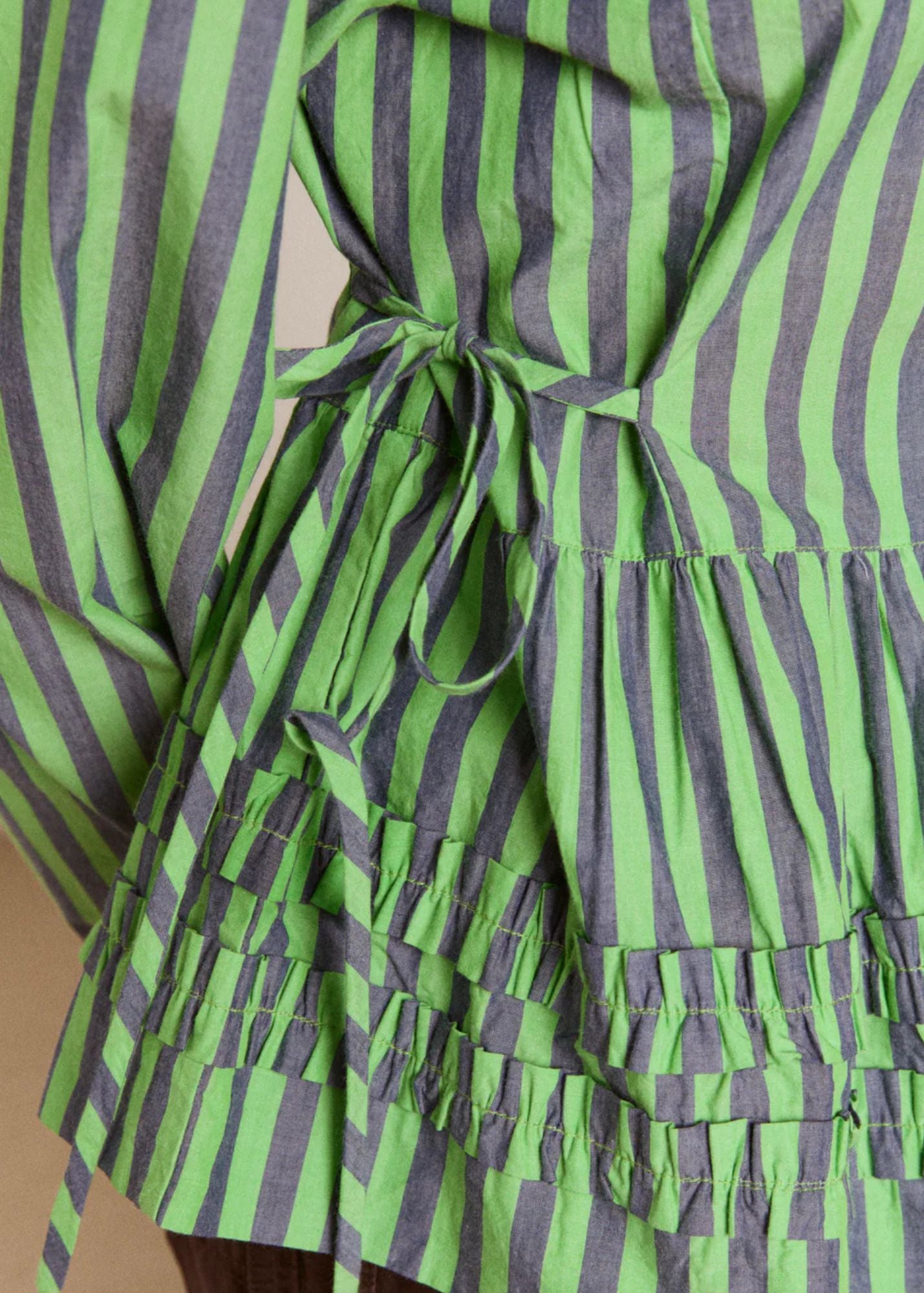Madison Blouse-Navy Pop Green Stripe