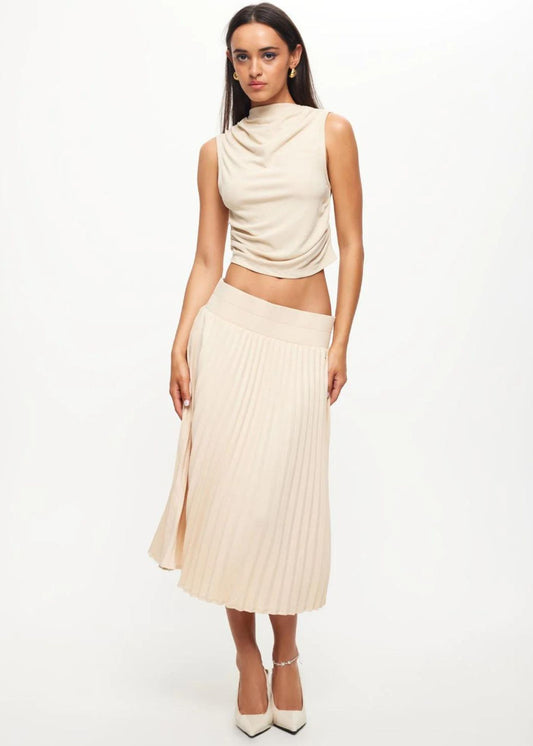 Sydney Pleat Oatmeal Skirt