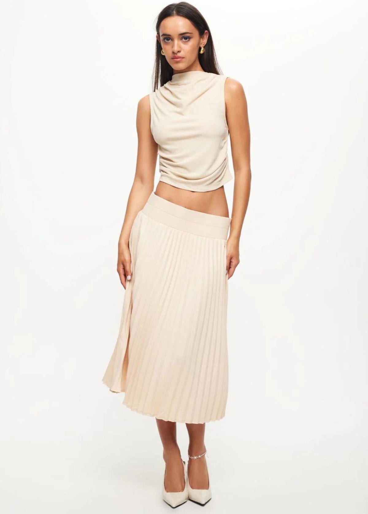 Sydney Pleat Oatmeal Skirt